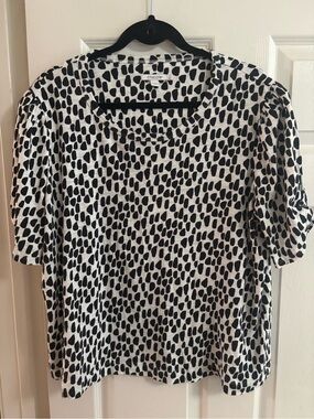 Chico's cotton modal short sleeve blouse top puff sleeves beach resort comfy XXL